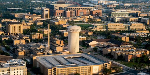 Aerial view of Texas A&M University, Bryan-College Station