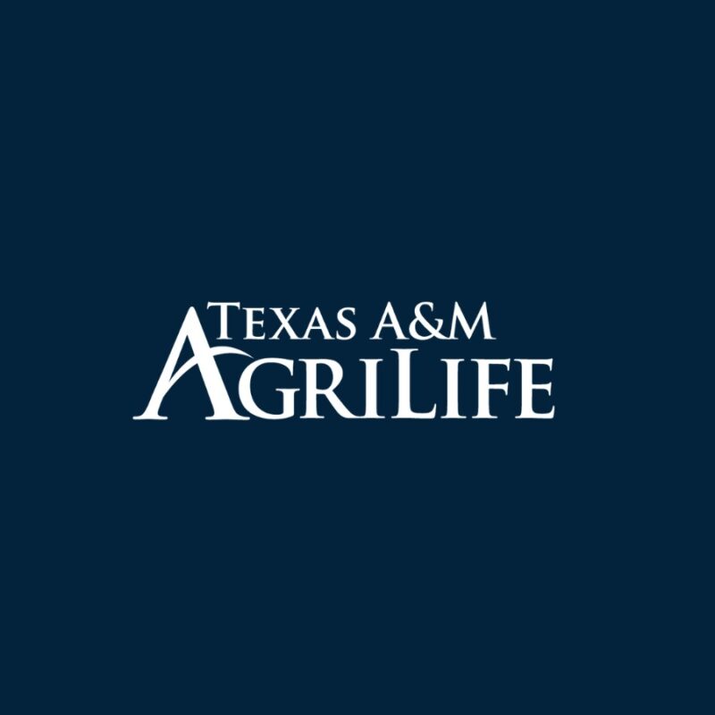 Texas A&M AgriLife white logo over dark background
